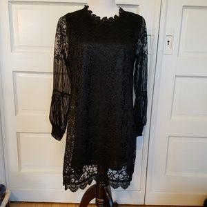 Qiao Lacy Little Black Dress NWT